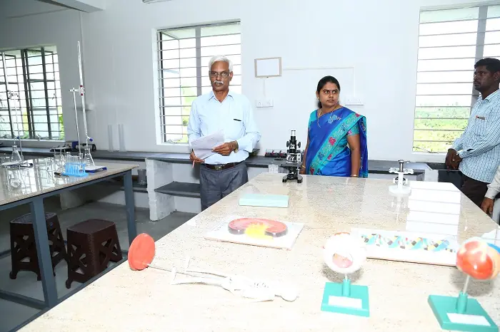 Science laboratory with lab benches